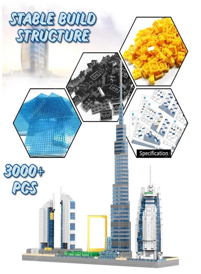 Spindoo Skylines Series Dubai Skyline Micro Mini Building Blocks Set - 3000+ Pcs Mini Architecture Model Kit for Adults & Kids 6+ | Realistic Dubai City Building Toy | Premium Gift & Display Décor - Image 2